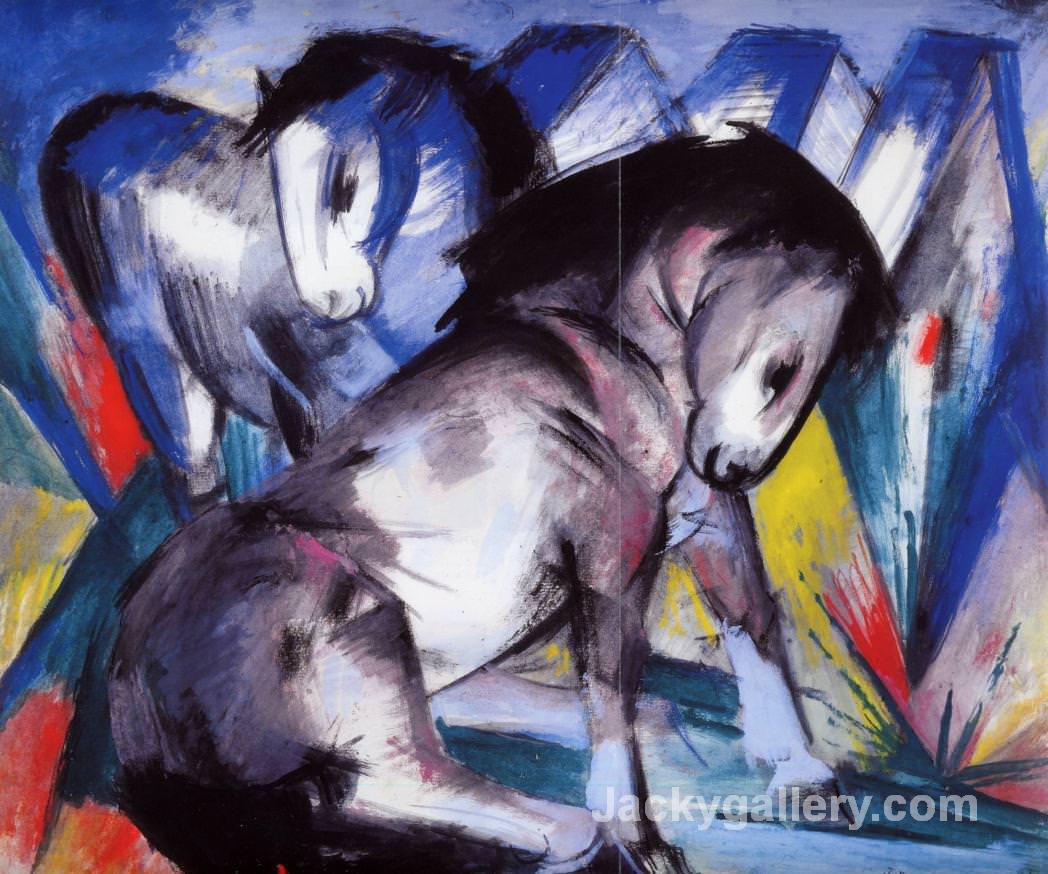 Two Horses by Franz Marc paintings reproduction